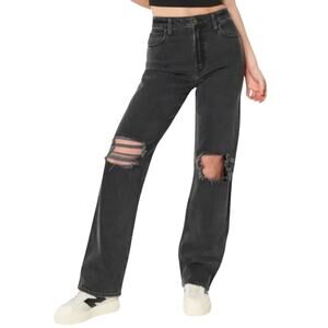 Hollister Dad Jeans Women's 2R W26R Black Distressed Y2K Grunge Skater Baddie